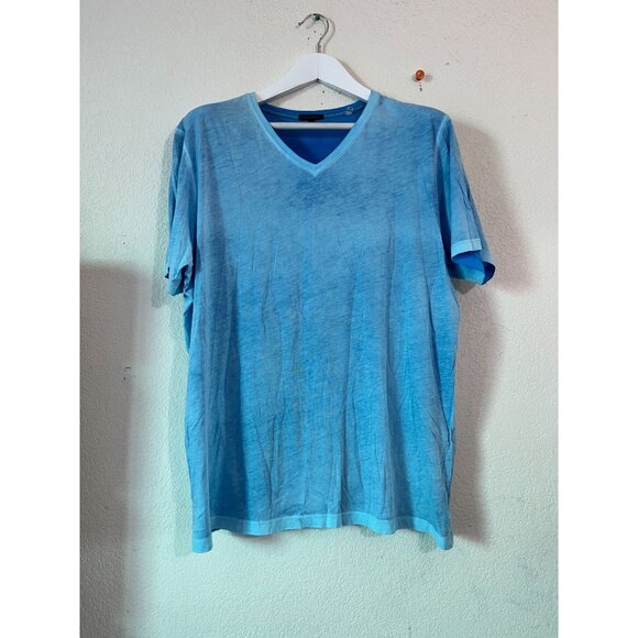 Patrick Assaraf Mens V-Neck Blue Short Sleeve T-Shirt XXL Pima Cotton Casual - Picture 1 of 10